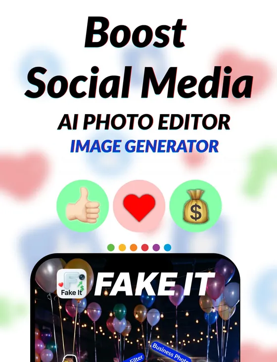 FakeIt app preview showing an AI-generated social media image